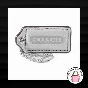 2" Medium COACH GREY GRAY LEATHER NICKEL KEY FOB BAG CHARM KEYCHAIN HANG TAG